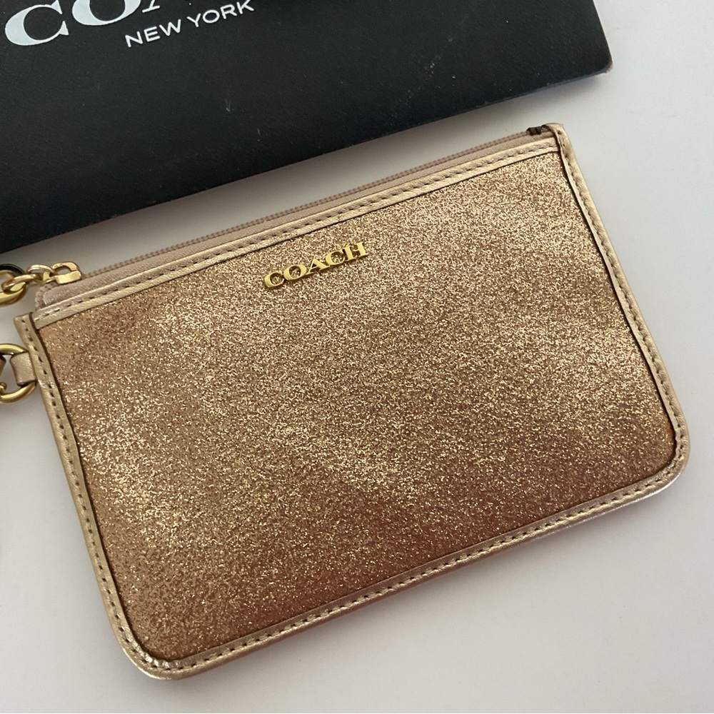 COACH GOLD GLITTER WRISTLET NWT - Picture 2 of 16